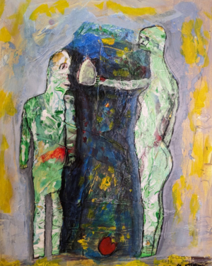 abstract figures, one showing another a picture