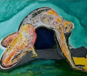 Abstract female form in bright colors