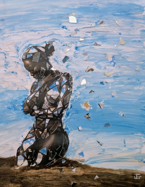 Woman wearing mirrors and reflections