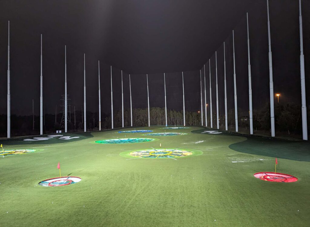 Golf amusement field at night